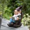 Gnome Statue for Garden, Drinking Gnome Figurine Ornament for Outdoor Patio Yard Lawn Decor 7" - Coffee